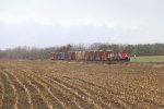 L508 rolls south across the barren late fall fields with 13 cars in tow